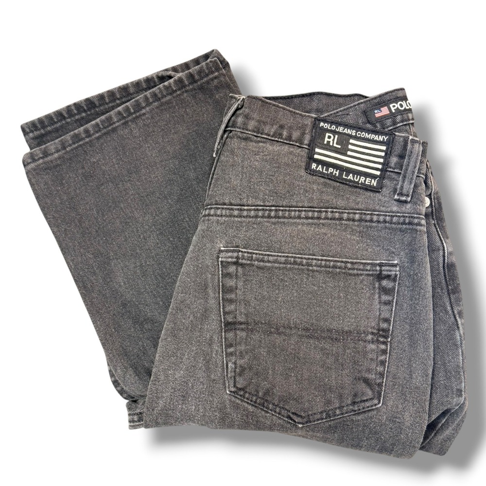 Vintage‎ Polo Jeans Company Straight Leg Mens 34x32 Faded Black Denim Jeans